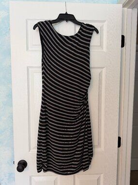 Ann Taylor Loft Navy Blue with White Stripes